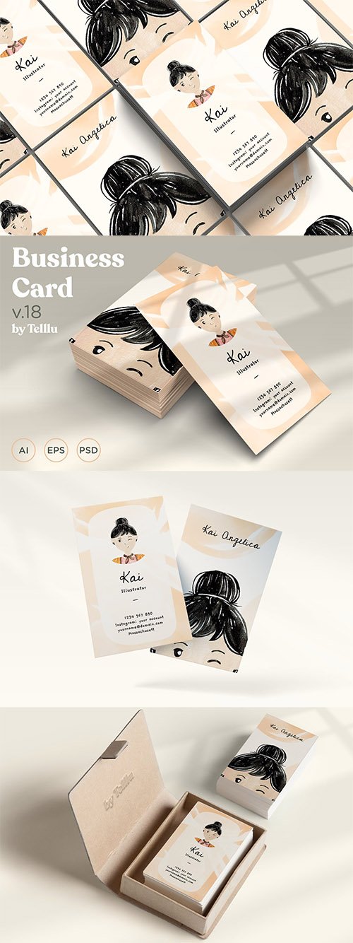 Business Card v.18 Watercolor with Avatar