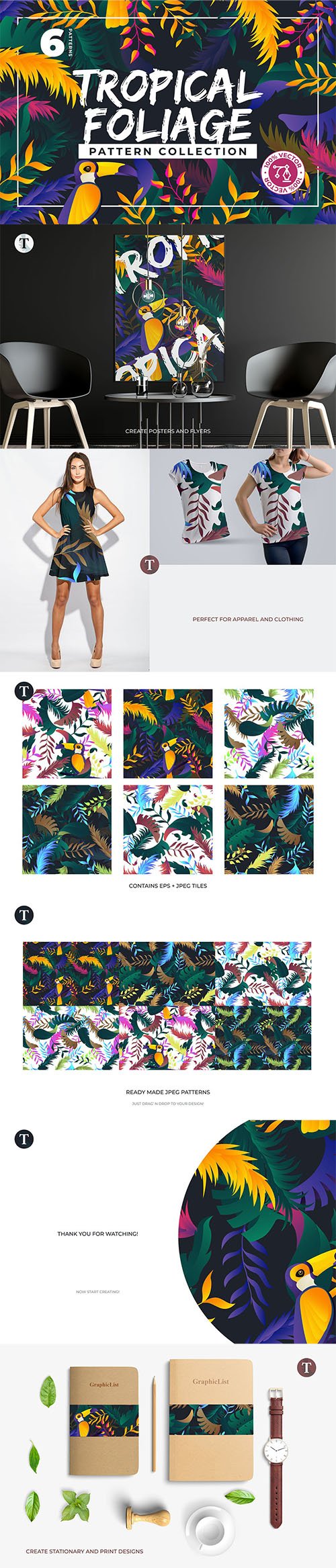 6 Colorful Jungle Patterns