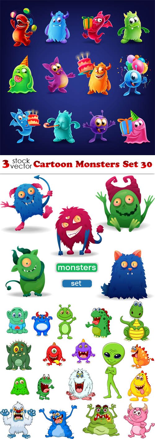 Vectors - Cartoon Monsters Set 30