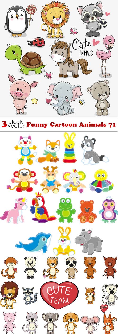 Vectors - Funny Cartoon Animals 71