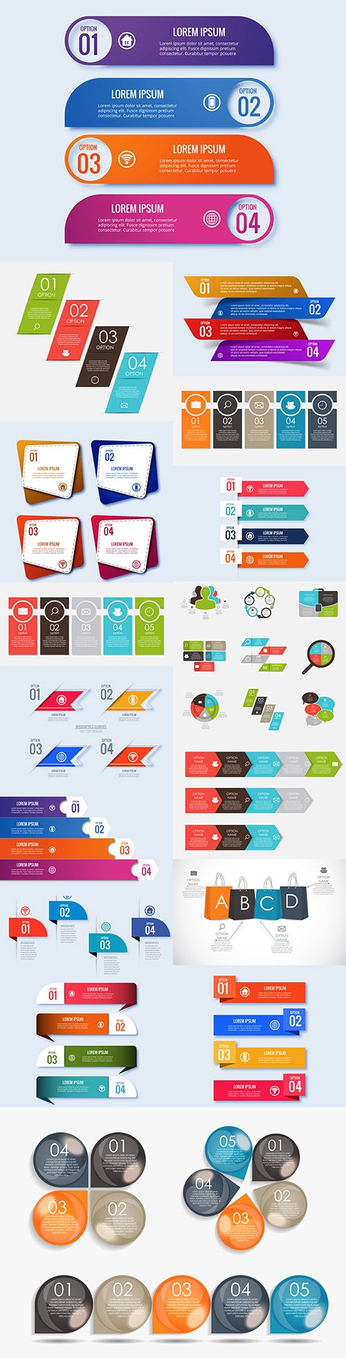 Business infographics options elements collection 133