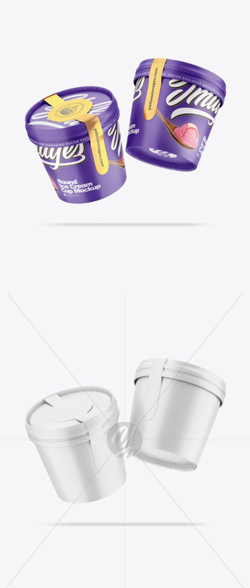 Two Matte Ice Cream Cups Mockup
