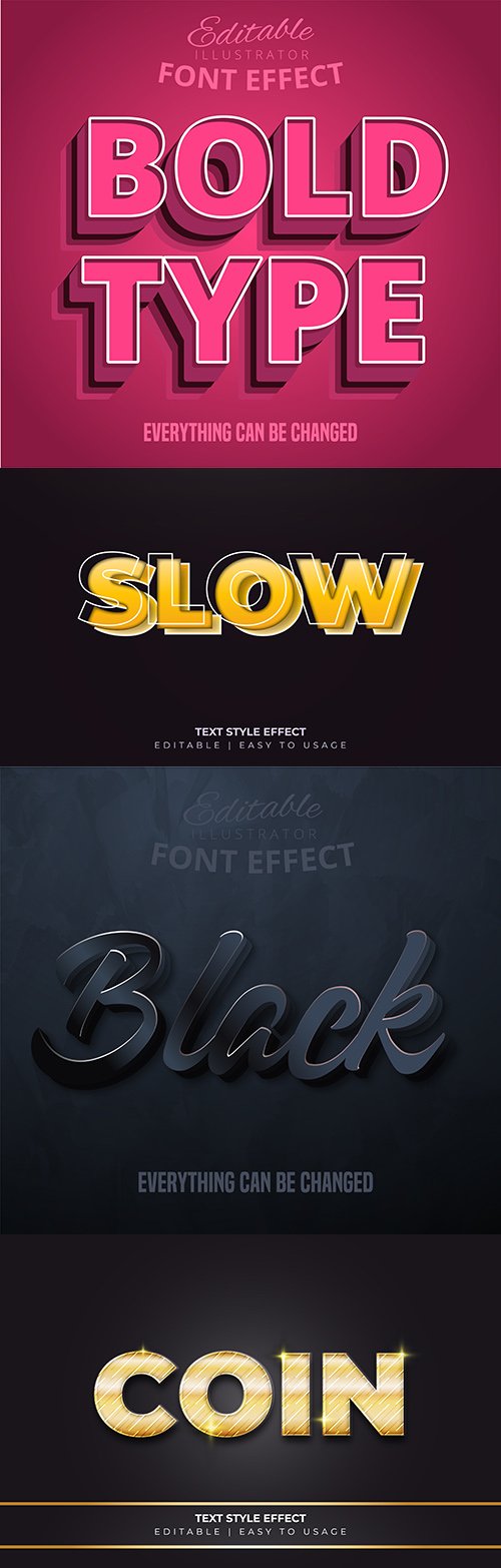 3d font effect editable text collection illustration 10