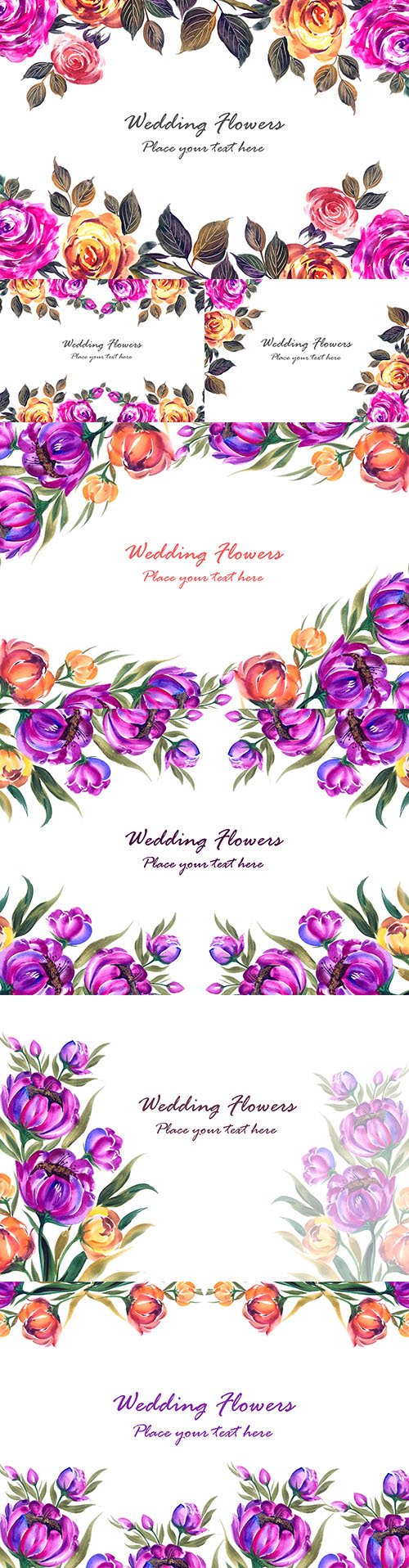 Wedding invitations floral watercolor decorative 12