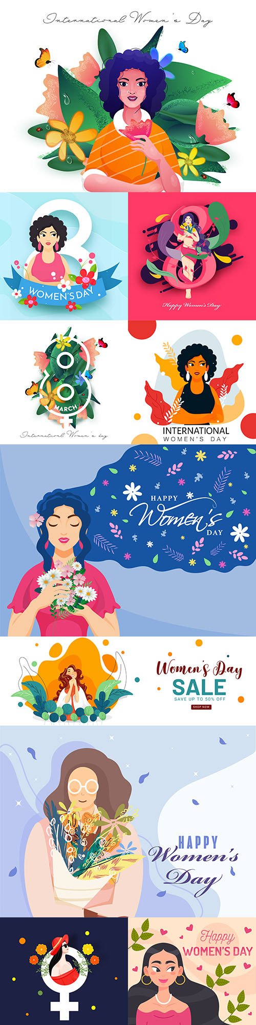 March 8 and Women's Day illustration flat design 12