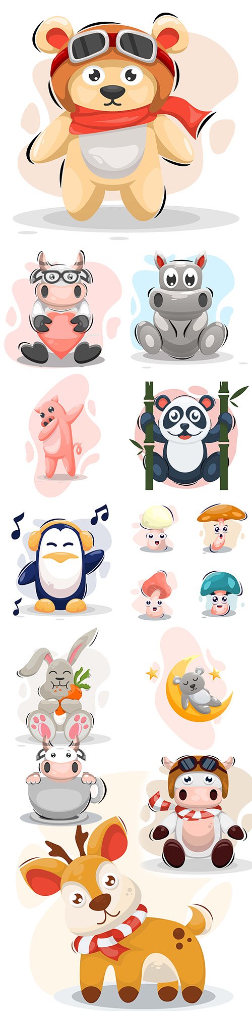 Cute little animal illustrations cartoon mascot