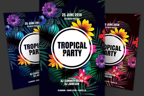 Tropical Party Flyer PSD