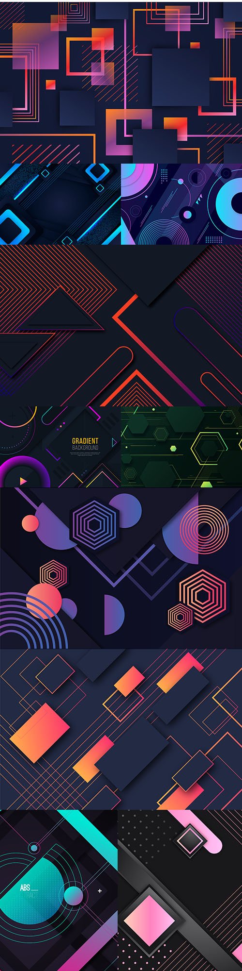 Gradient geometric shapes design dark background 4