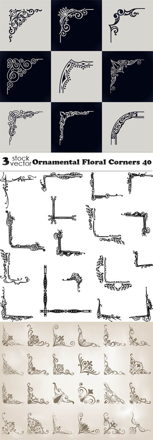 Vectors - Ornamental Floral Corners 40