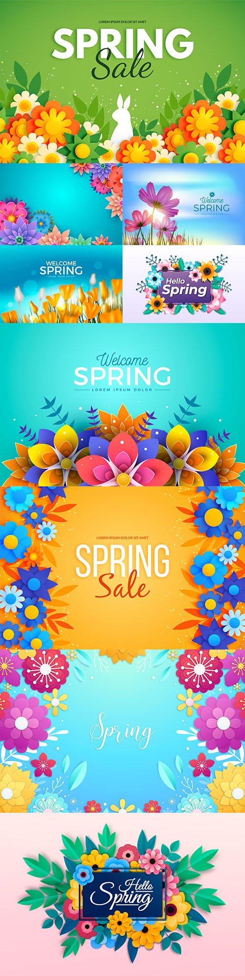 Hello spring floral and sale decorative background 3