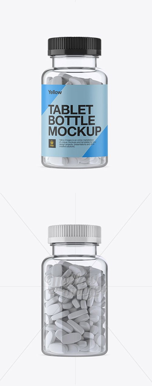 Clear Pill Bottle Mockup - Front View