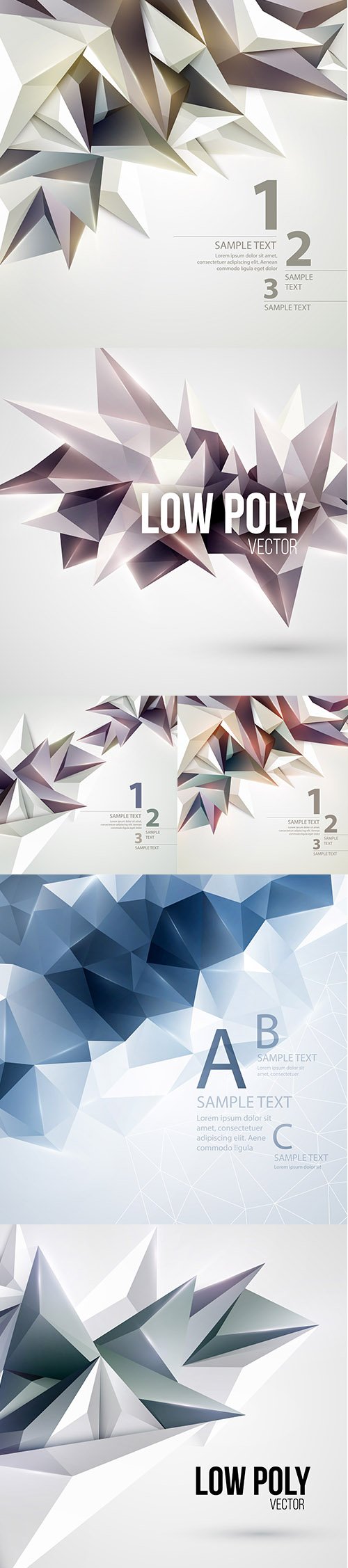 Low Poly Triangular Vector Background Set