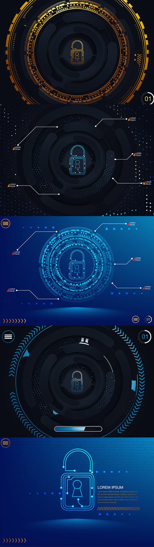 Global Network Security Illustration Vector Set