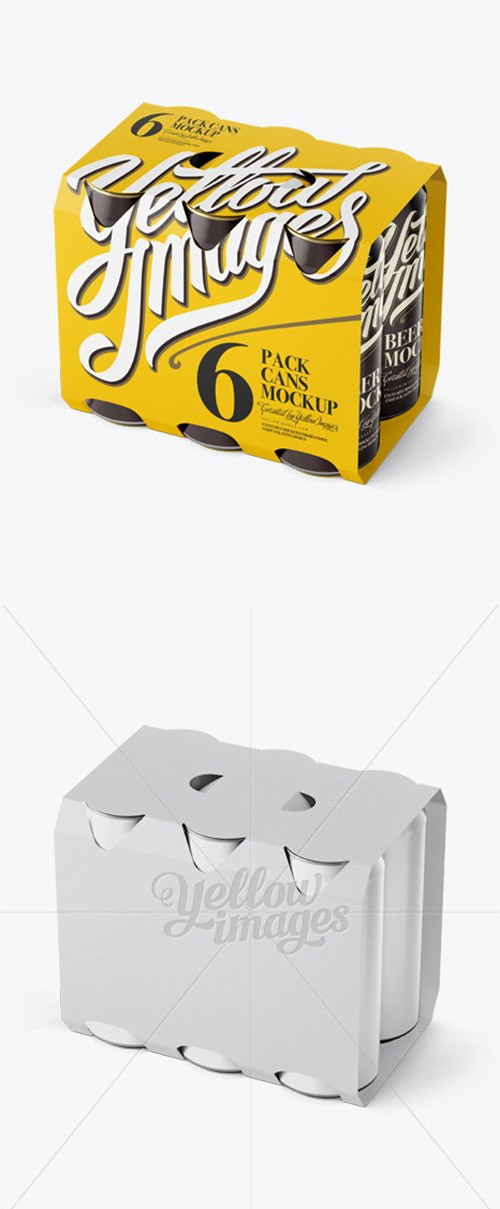 White Paper 6 Pack Cans Carrier Mockup
