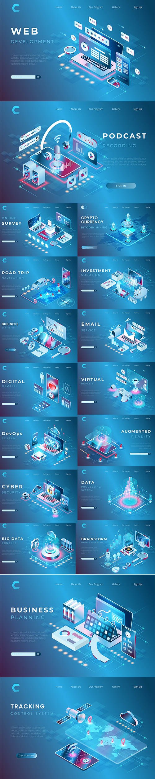 Web Business Concept Premium Illustrations Set