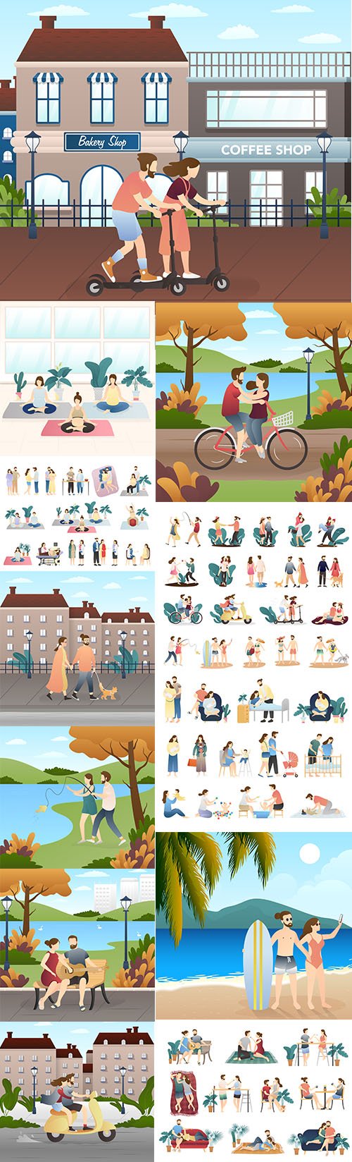Lovely Couple and other People Premium Illustrations Set