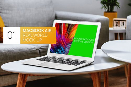 MacBook Air Real World Photo Mock-up in interior