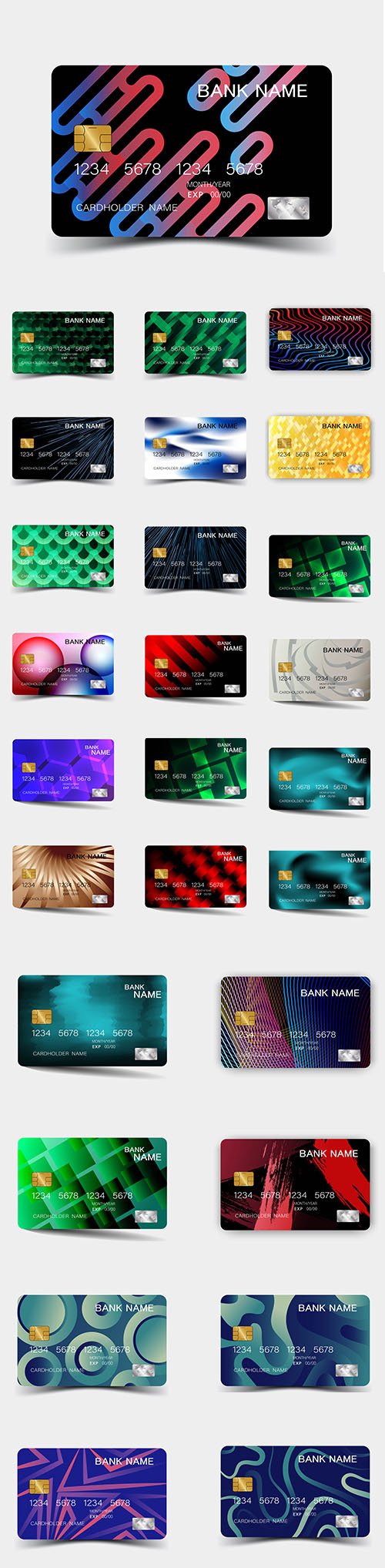 Credit Card Template Premium Vector Set