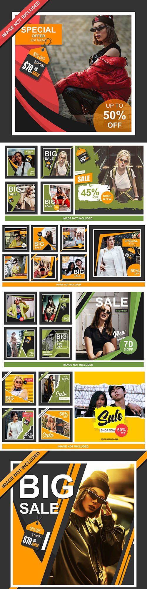 Network and social media sales banner collection