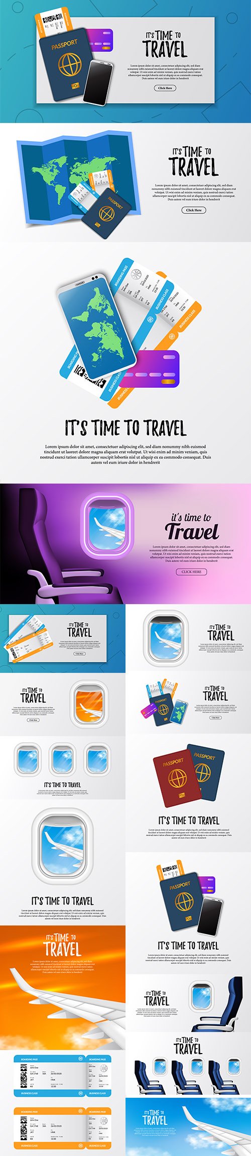 Time to Travel Illustrations Vector Set