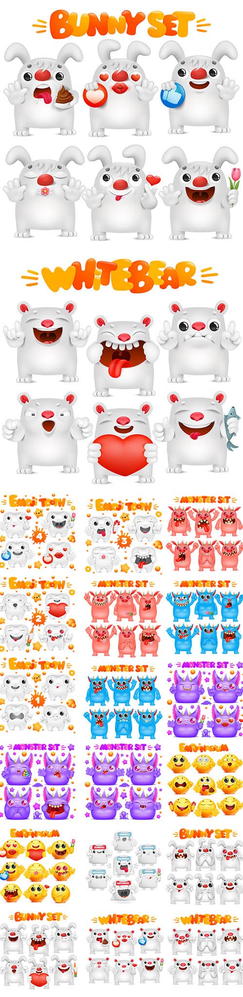 Emoji Cartoon Character Various Emotions Premium Illustrations Set