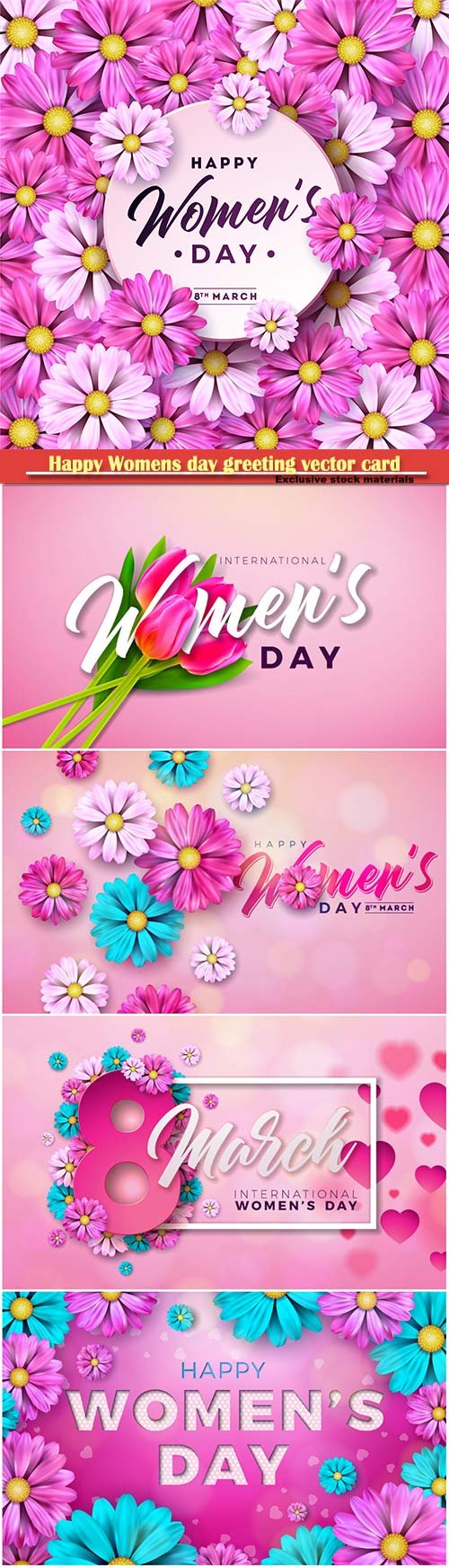 Happy Womens day floral greeting vector card design # 4