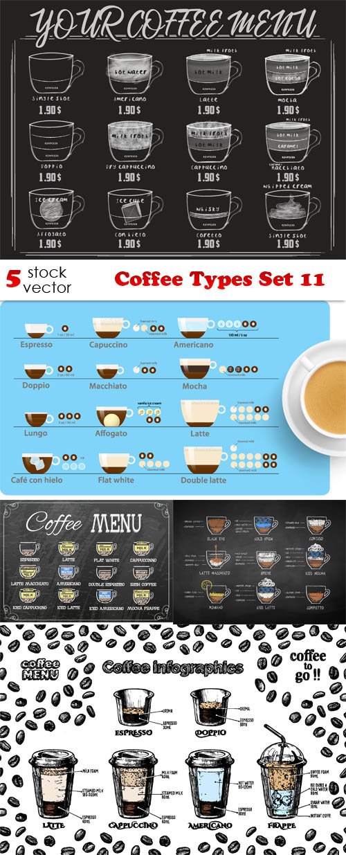 Vectors - Coffee Types Set 11