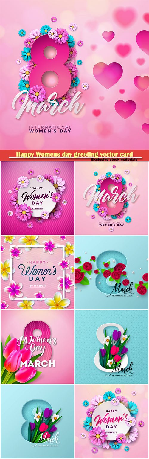 Happy Womens day floral greeting vector card design # 6