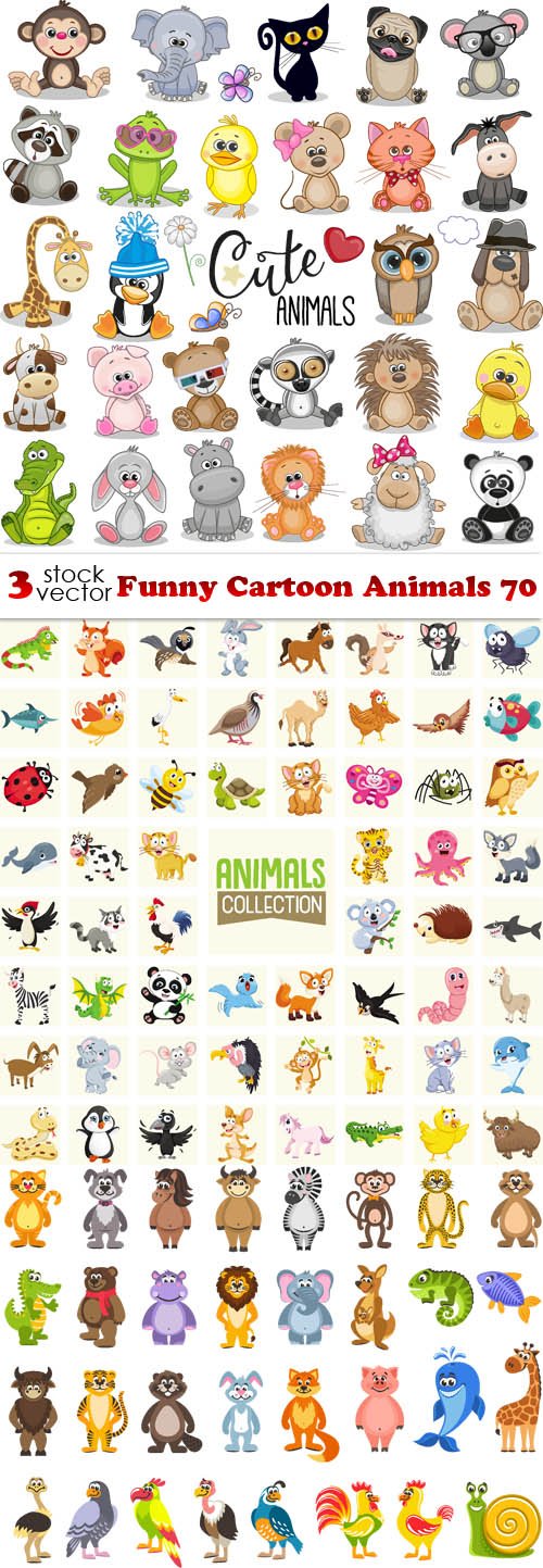 Vectors - Funny Cartoon Animals 70