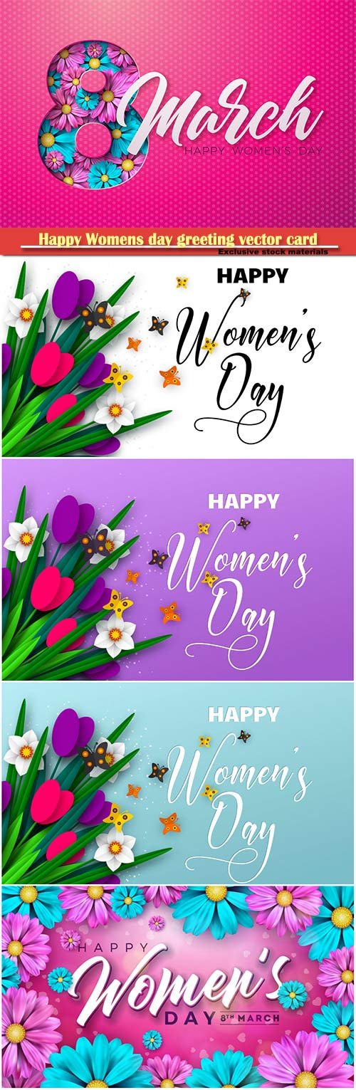 Happy Womens day floral greeting vector card design # 5