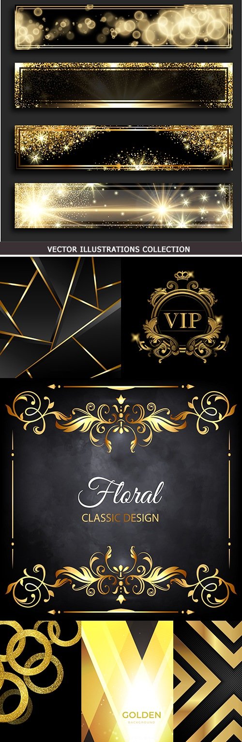 Black decorative background and gold elements design