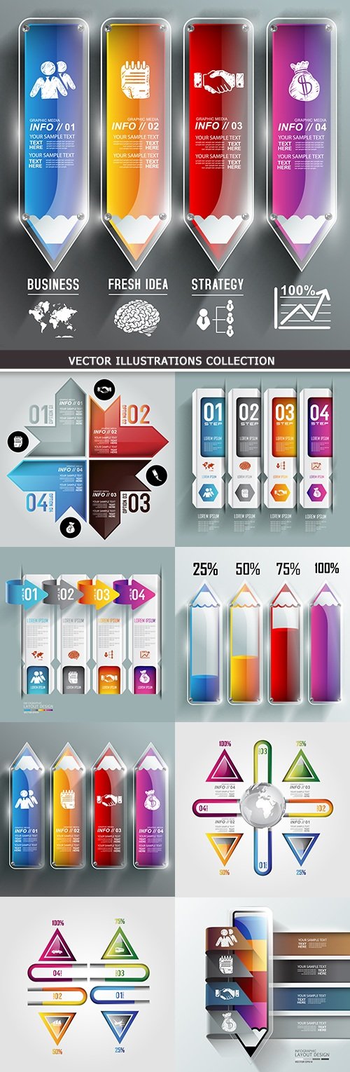 Business infographics options elements collection 40