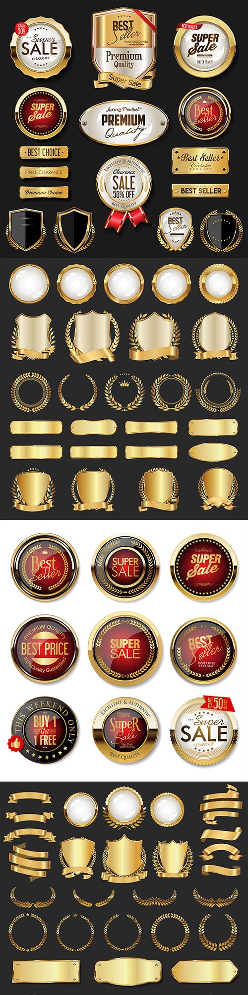 Luxury premium gold badges and labels collection