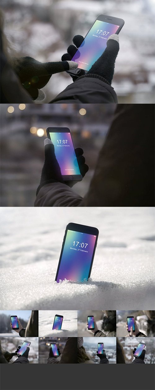Smart Phone Mockup Winter Edition PSD