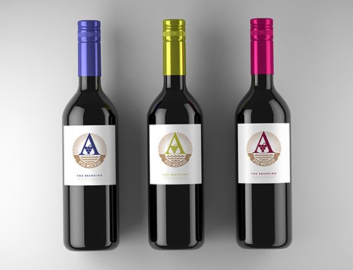 3 Wine Bottle Labels Mockup