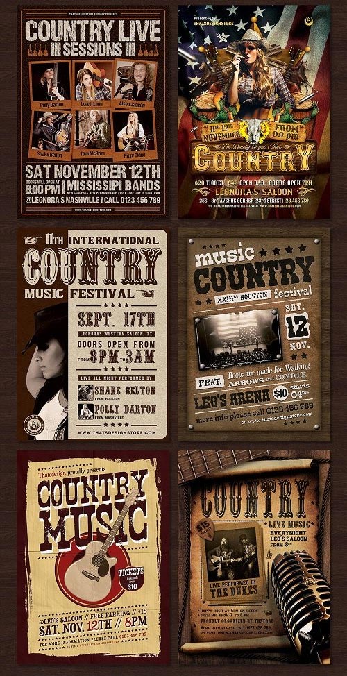 10 Country music Flyer Bundle
