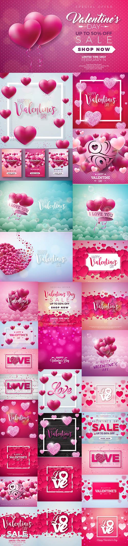 Happy Valentines Day Sale Illustrations Premium Set