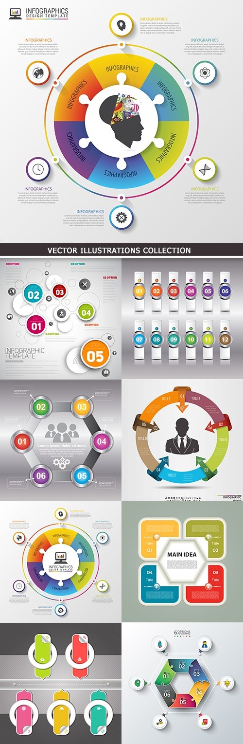 Business infographics options elements collection 36