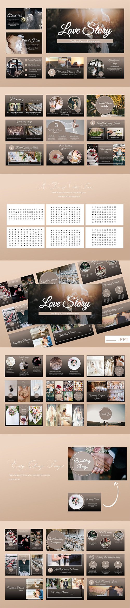 Love Story - Wedding Powerpoint, Keynote and Google Slides Templates