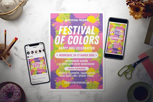 Holi Flyer Set PSD