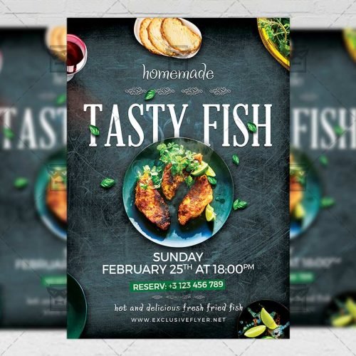 Food A5 Template - Fish Restaurant Flyer