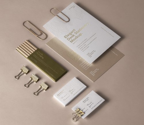 Elegant Desk Stationery Mockup