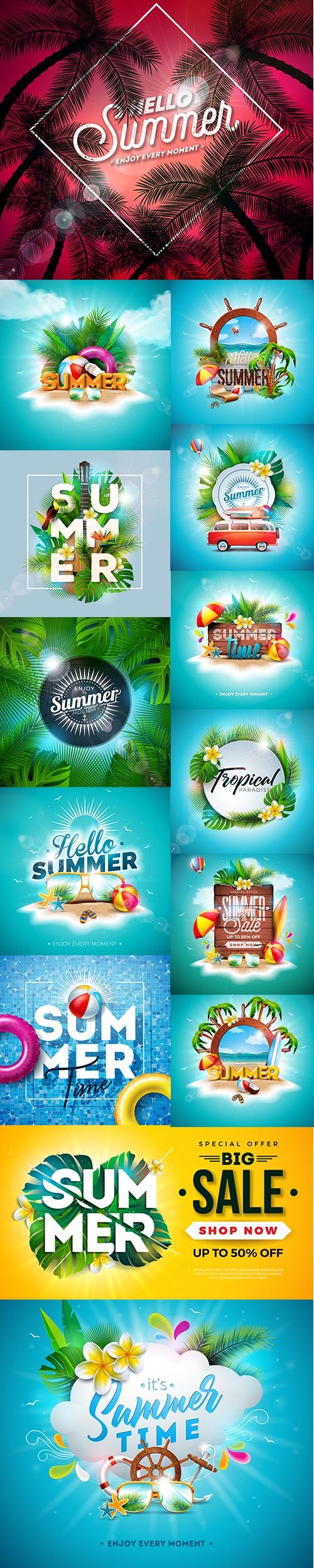 Colorful Summer Sale Banner Template Illustrations Pack