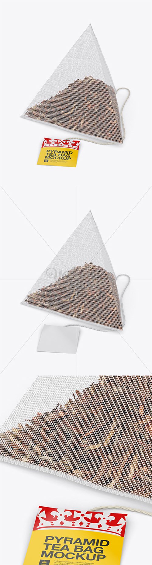 Pyramid Tea Bag Mockup - Halfside View