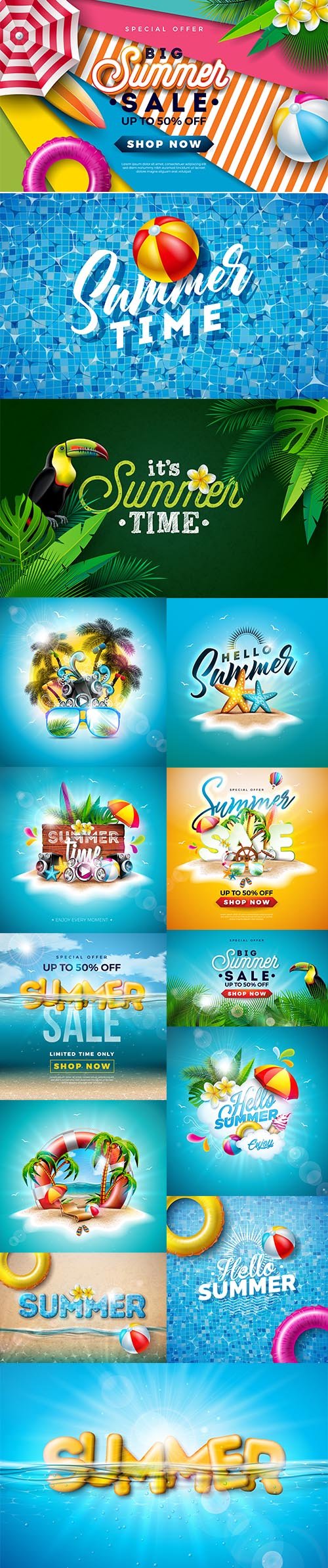 Colorful Summer Sale Banner Template Illustrations Pack