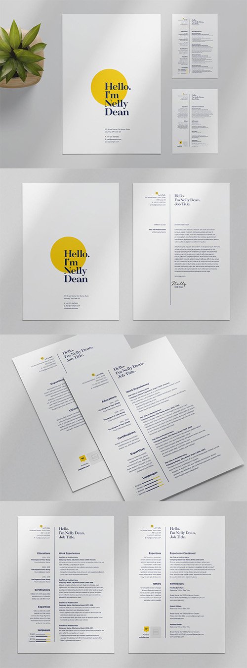 Resume Layout with Yellow Accents