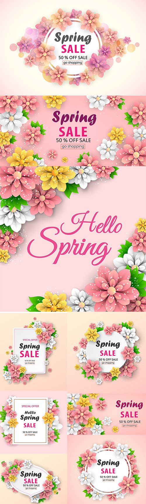Colorful Spring Sale Banner with Beautiful Flowers
