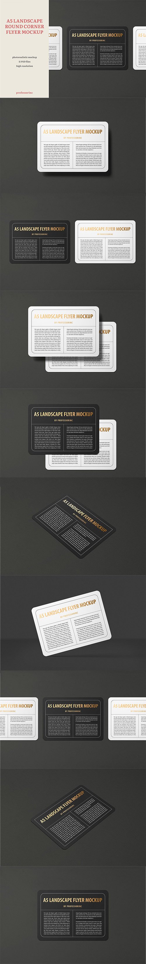 A5 Landscape Round Corner Flyer Mockup PSD