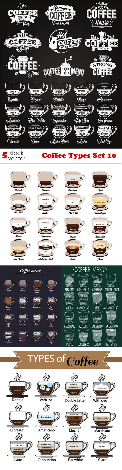 Vectors - Coffee Types Set 10