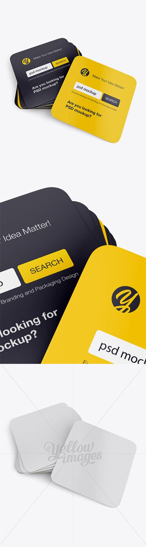 Stack of Square Business Cards Mockup